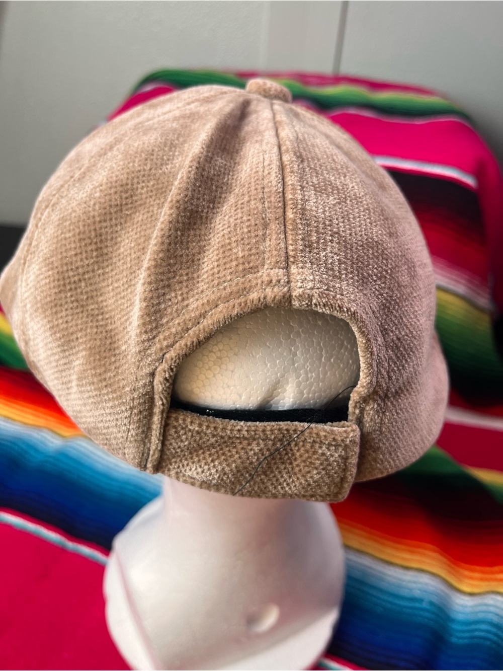 Classic velour solid beige Baseball Cap - Picture 4 of 4